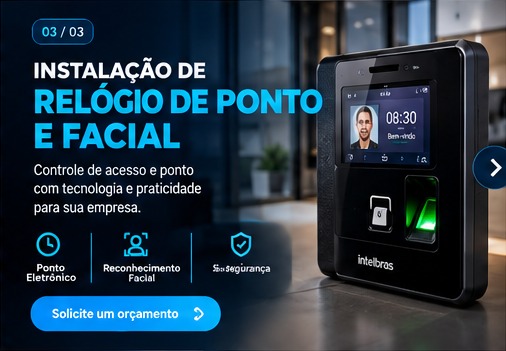 Instalação de relógio de ponto e reconhecimento facial
